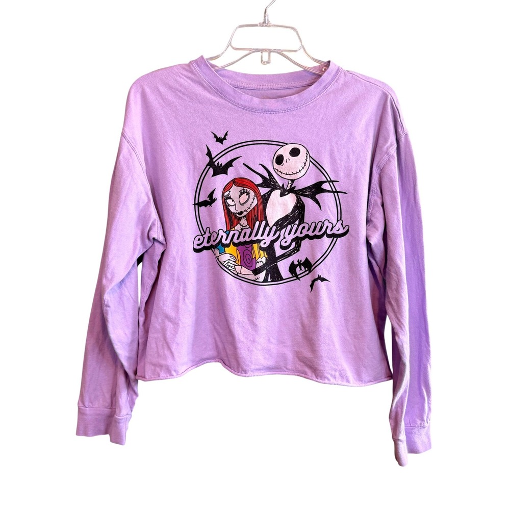 Disney Nightmare Before Christmas Jack & Sally Crop Top Purple L